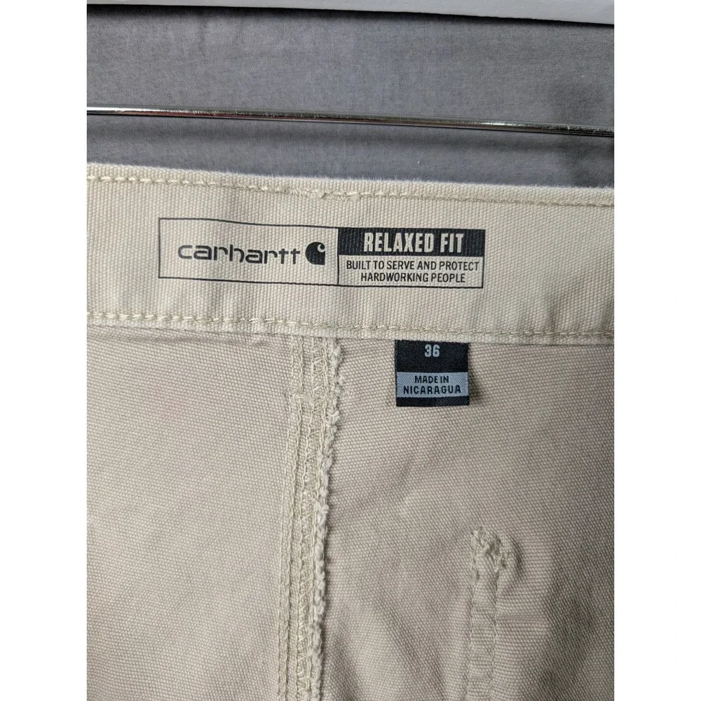 Carhartt Mens Rugged Flex Relaxed Fit Canvas Work Shorts Tan  36